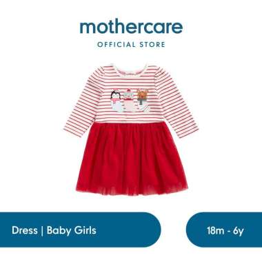 Mothercare Festive Stocking Dress - Dress Bayi Perempuan (Merah) 2-3 tahun