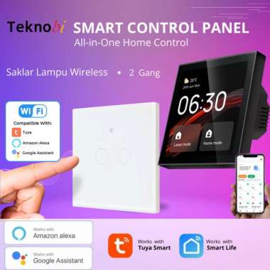 Smart Control Panel Saklar Lampu Socket Smart Home device kontrol Tuya Saklar 2 Gang