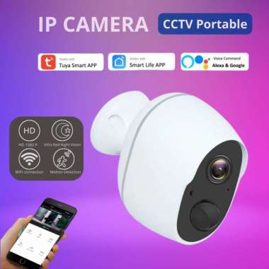 KERUI IP Kamera CCTV battery Portable Dashcam camera Putih CCTV + Solar