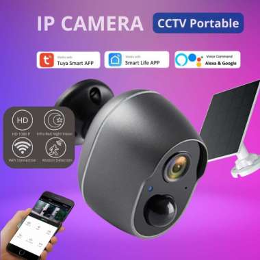 KERUI IP Kamera CCTV battery Portable Dashcam camera Hitam CCTV + Solar