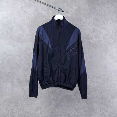 Jaket HUGO BOSS ZELON MULTI GRAPHIC GREY NAVY ZIP TRACK JACKET 100% ORIGINAL M