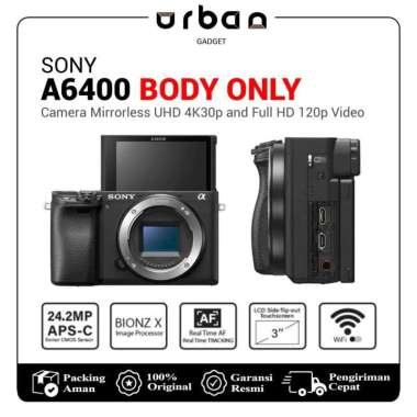 Sony A6400 Mirrorless Digital Kamera Vlog Video - Resmi Body Only Hitam