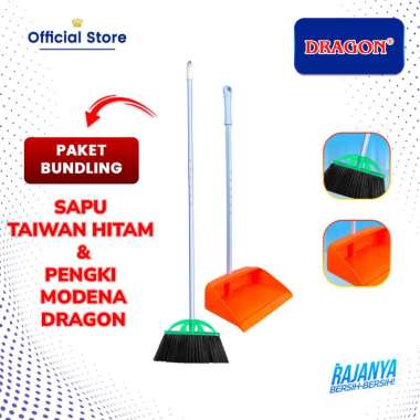 DRAGON Paket Promo 2 : Sapu Taiwan Hitam + Pengki Modena / Set Broom and Dustpan