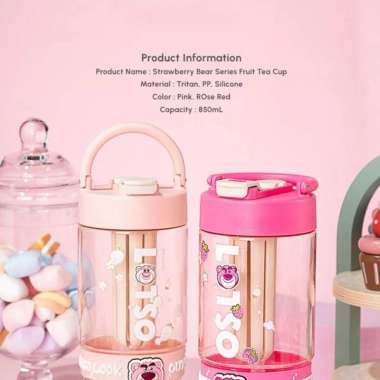 Disney Strawberry Seris Fruit Tea Cup Zhiyunguo Tea Strawberry Bear Series 850ML Botol Minum Anak / 