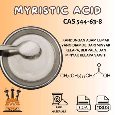 Ready Myristic Acid 250gr / Bahan Pembersih Wajah / Menyerap Minyak Berlebih / Asam Lemak Minyak Kel