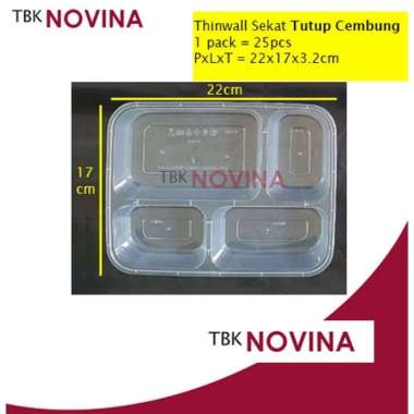 [25 PCS] Thinwall Sekat 4 Kotak makan Per Pack Rectangle Food Container Kotak Nasi Plastik Murah SEK