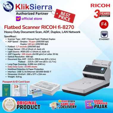 RICOH fi-8270 Flatbed Scanner 70 ppm - ADF, Manual Feed, Duplex 140 ipm - FUJITSU fi8270 USB + LAN E
