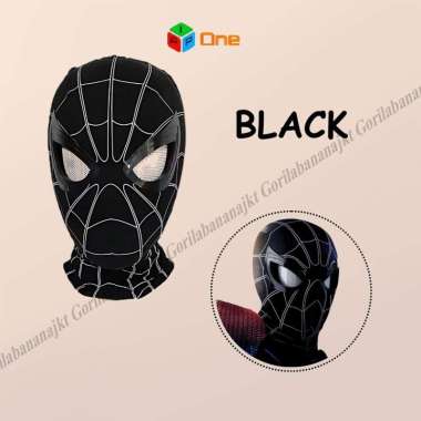 Topeng mask headgear spiderman superhero marvel cosplay mata bergerak Black