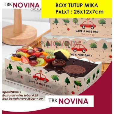 BOX KUE PANJANG / BOX HALF CAKE / KOTAK KUE BROWNIES LAPIS BOLEN BOX MIKA CAR