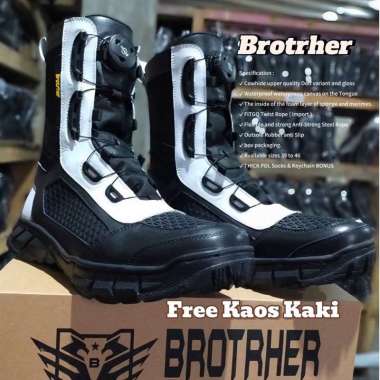 BOSSINDO Fitgo Tawon Provos Polri Sepatu Pdl Tali Putar 45 Hitam putih