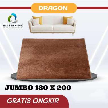 Karpet Lantai Busa Bulu Rasfur Empuk Ukuran Jumbo 200 x 180 Tebal 2,8 cm Anti Slip BROWN