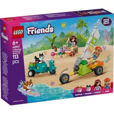 LEGO Friends 42641 Surfing Dogs and Scooter Adventure (113 Pieces), Mainan Anak Perempuan, Building 