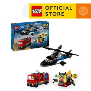 LEGO City 60462 Helicopter, Fire Truck & Submarine Remix (874 Pieces), Mainan, Building Block, Toys