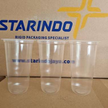 Cup Gelas Plastik Oval 22oz Merk Starindo Isi 50 Pcs Tebal