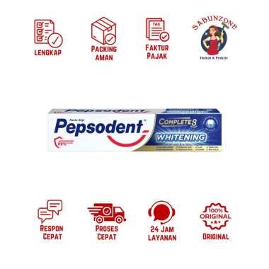 Pasta Gigi Pepsodent Complete 8 Whitening 65 Gr