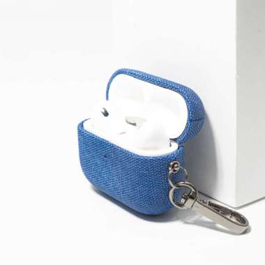 BASAIN Case Apple AirPods Pro 2 Gen Canvas Silicone Cover Casing AirPods Pro 2 Gen Canvas Blue