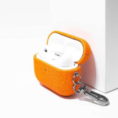 BASAIN Case Apple AirPods Pro 2 Gen Canvas Silicone Cover Casing AirPods Pro 2 Gen Canvas Orange