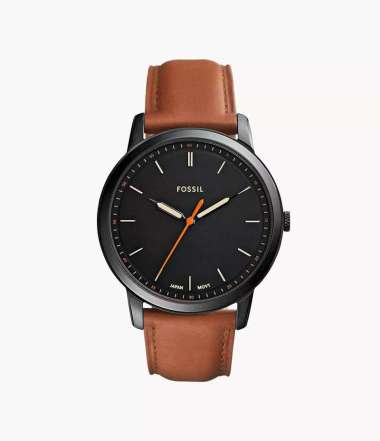 Fossil The Minimalist Slim Light Brown Leather Jam Tangan Pria 44MM FS5305