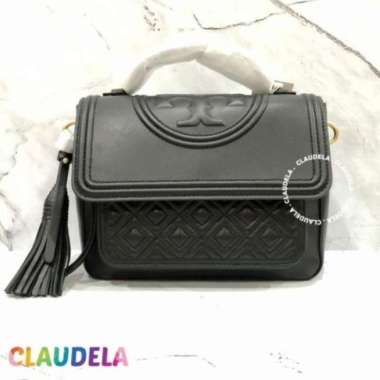TORY Burch Fleming Top Handle Satchel in Perfect Black Black