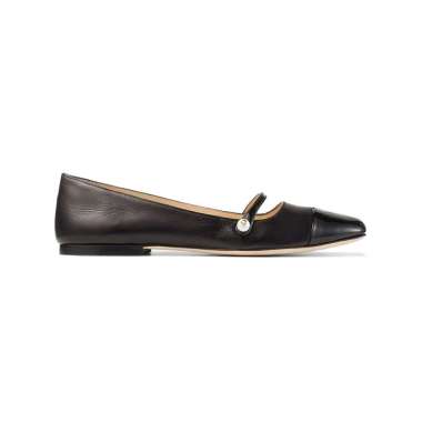 [12.12 Dealcember] Jimmy Choo Elisa Nappa Patent Leather Ballet Flats Black 38 Black