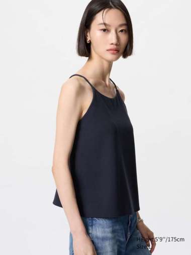 UNIQLO Kamisol Bra Kain Krep Crepe Jersey Camisole navy L