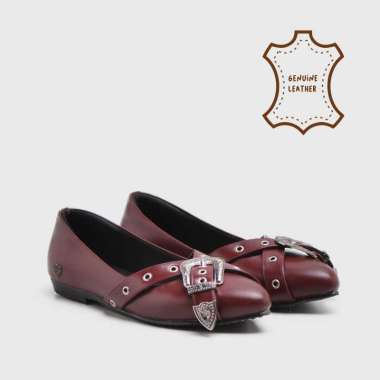 Mufla Flat Shoes Genuine Leather Maroon 38