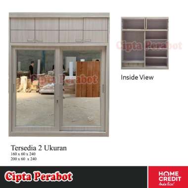 Lemari Pakaian Minimalis Jumbo Sliding Kayu HPL Premium TANPA KACA