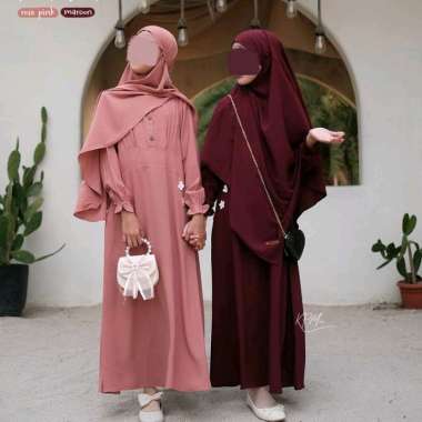 gamis anak azima set bergo by kfm | gamis anak syar'i| gamis anak terbaru XL set bergo skyblue