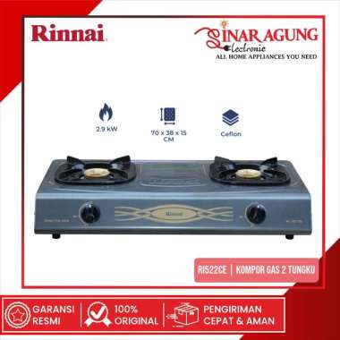 RINNAI RI522CE / RI-522CE KOMPOR GAS 2 TUNGKU API BIRU - GARANSI