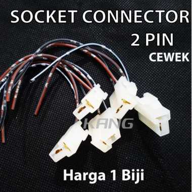 [2 pin] SOKET SOCKET KONEKTOR 2 PIN (TERMASUK SKUN DAN KABEL) BAHAN NYLON Cewek