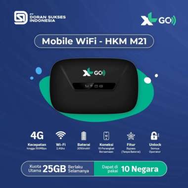 Modem Mifi HKM M21 XL GO IZI 4G LTE Modem Potable Wifi Free 25GB di 10 Negara Garansi Resmi