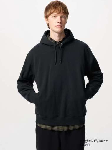 UNIQLO Jaket Pullover Sweat Hoodie pria black XL