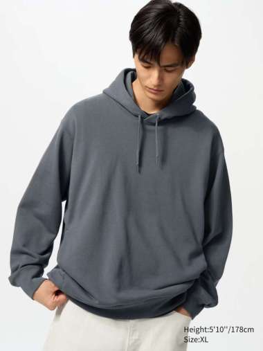 UNIQLO Jaket Pullover Sweat Hoodie pria Dark gray M