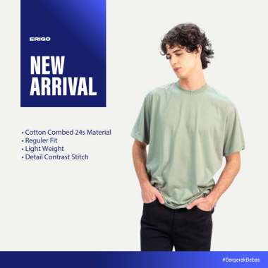 Erigo T-Shirt Contrast Stitch Vaiasu Sage - Kaos Unisex M