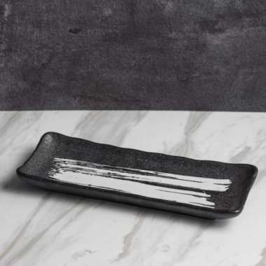 Brewsuniq - Vanity Black Long Plate 8" / piring makan cantik Cantik Unik Estetik Minimalis