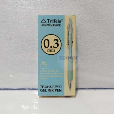 Pulpen Gel TRIFELO High-Tech Knock TF-3115 0.3 mm Retractable Gel Pen Isi 12 pcs