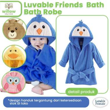 Baju Handuk Anak - Luvable Friends Baby Animal Face Hooded Bath Robe