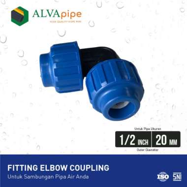 Fitting Pipa HDPE ALVApipe Elbow Coupling 1/2" (20 mm)