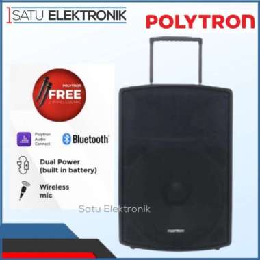 Polytron Portable Speaker Aktif 15 inch PASPRO15 Bluetooth Free 2 Wireless Mic Audio Connect