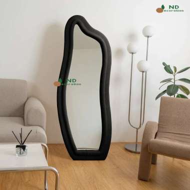 ND DECORATION Cermin Aesthetic Irreguler Double 165x65cm Cermin Aesthetic Irregular Wavy Mirror Stan