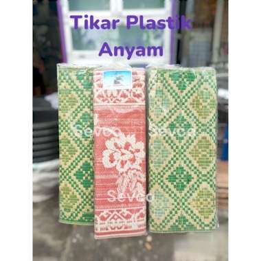 Karpet Tikar Plastik Anyam 2x2 Pinggiran Biasa Merek Bonsai/ Tikar Lantai 2 Lipat Jadul Bagus