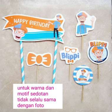 satu set cake topper hiasan kue ulang tahun karakter Blippi