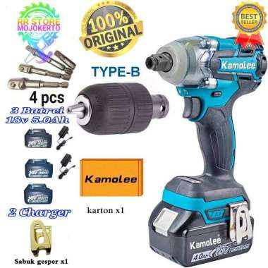 TERBARU KAMOLEE IMPACT DTW285 520N.m BATERAI 18v 6Ah/5Ah Paket 3 Btre 18v 5Ah