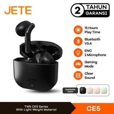 TWS JETE CE5 Earphone Bluetooth Playtime with Gaming Mode BT 5.4 15H - Garansi 2 Tahun Pink