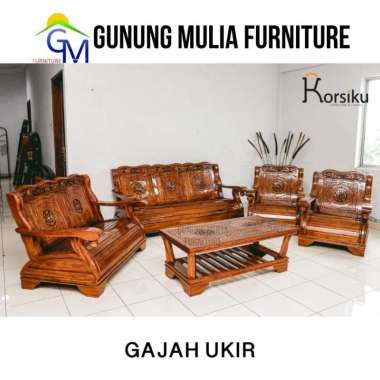 Kursi Tamu 3211 + Meja Gajah Ukir Kayu Jati