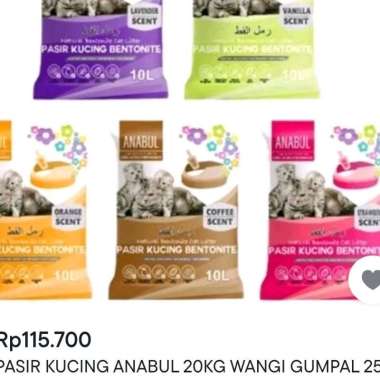 PASIR KUCING ANABUL 20KG WANGI GUMPAL 25LT BENTONITE KARGO