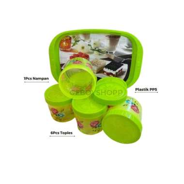 Toples Plastik Set / Tempat Penyimpanan Plastik / Toples Nampan 1815 [TPAN1815] Pink (DR)