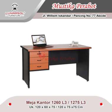 Meja Kerja / Meja Komputer / Meja Kantor Lunar LMK 1260-1275 L3 120 x 75 x 75cm
