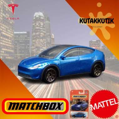 Matchbox Mobil Listrik Sedan Tesla Model Y Biru Tesla Edition