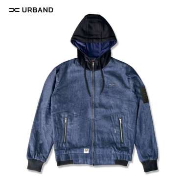 X U A Jaket Hoodie Jeans Pria - Wanita Stile Terbaru Jacket Kupluk Denim L Hitam